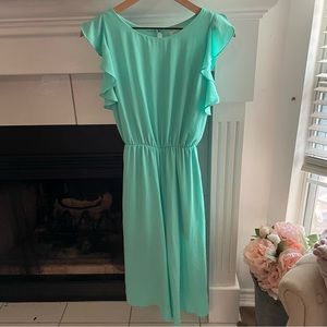 Everly Mint Green Ruffle Sleeve Cropped Wide Leg Jumpsuit Size Small